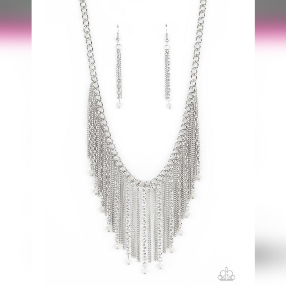 Cue The Fireworks - White Necklace - Paparazzi Accessories